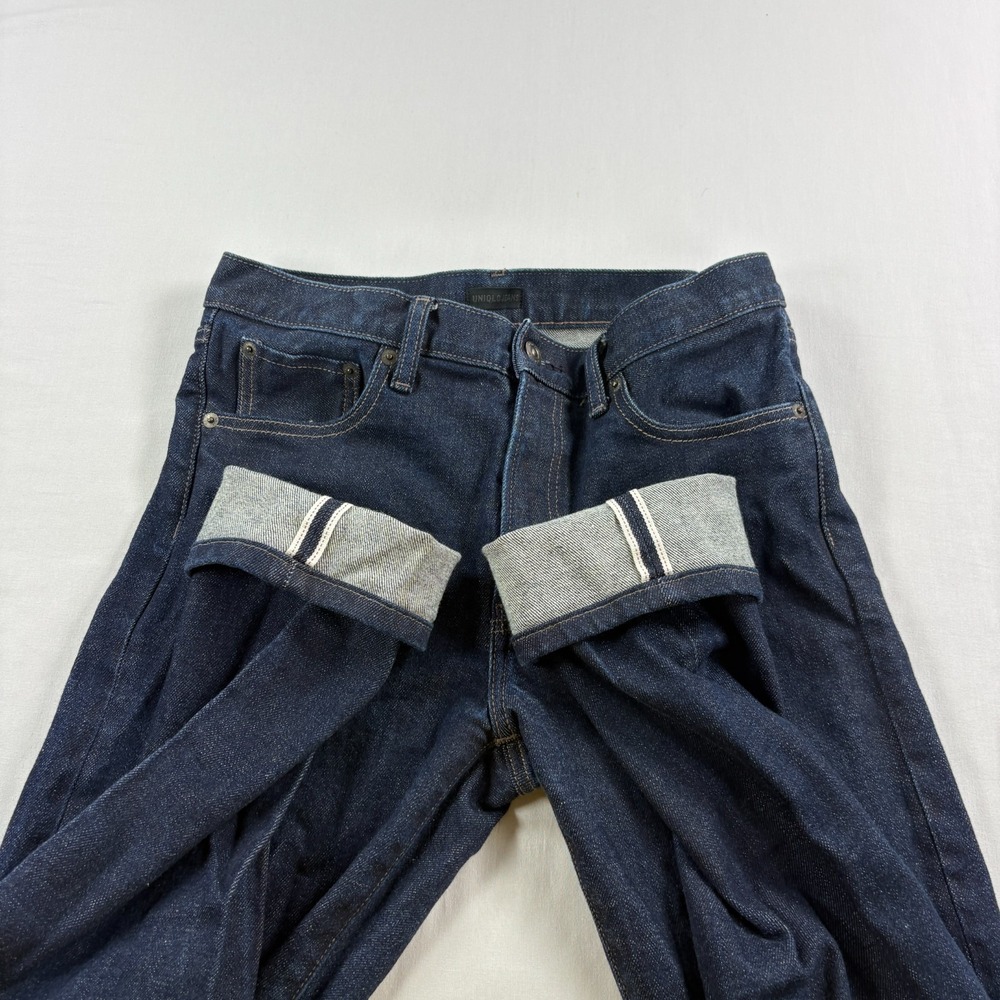 Uniqlo Selvedge Jeans Mens 31x31 Blue Slim Fit Kaihara Japanese Denim Dark Wash